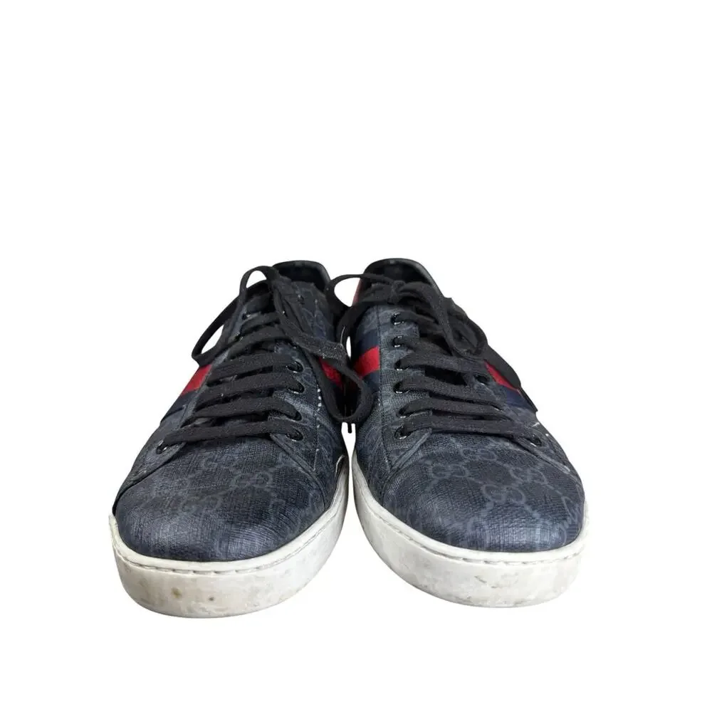 Gucci Ace GG Supreme Web Sneakers Black Grey Canvas Men’s Size 11